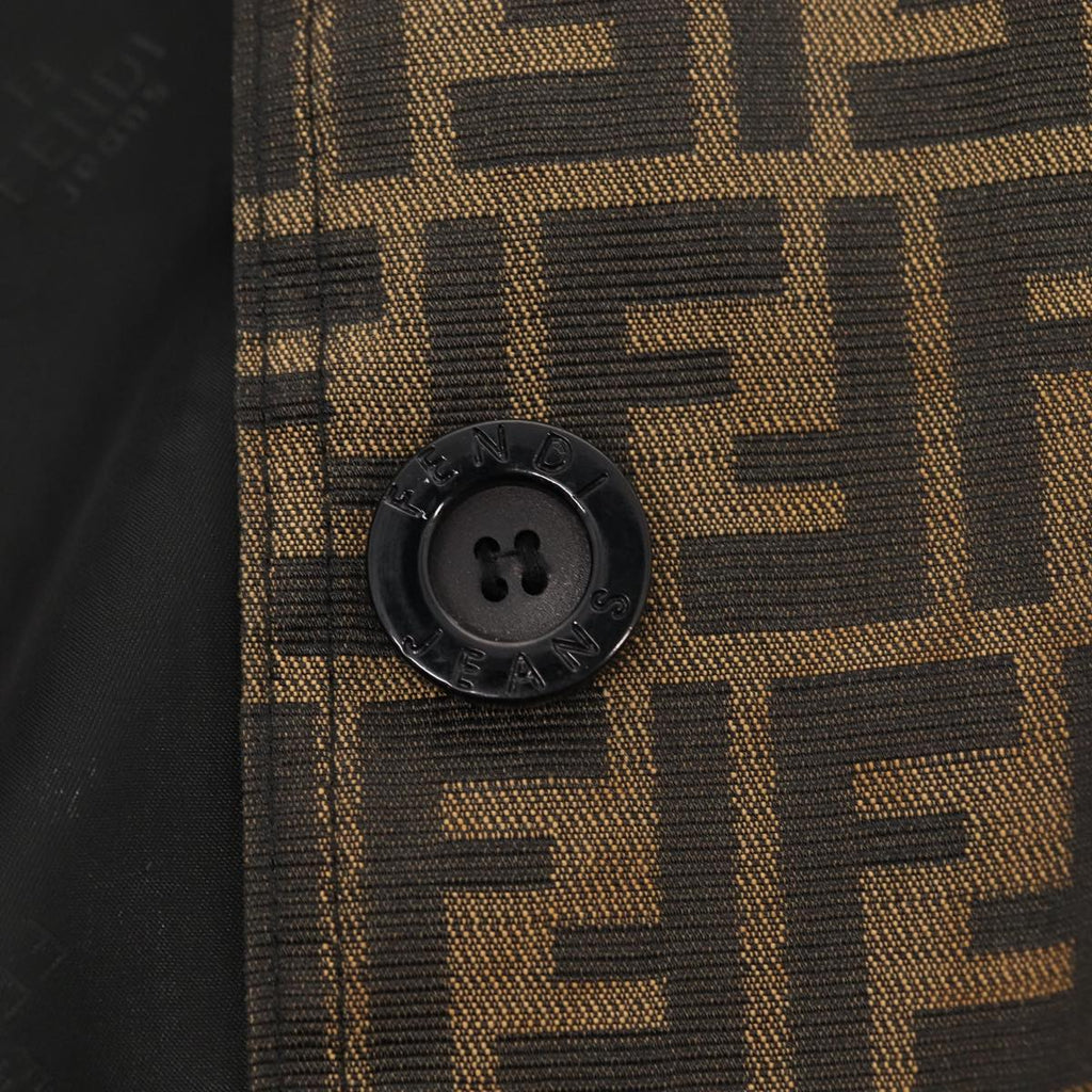 FENDI Jacket Zucca Canvas Jacket 38 Brown Black am6809