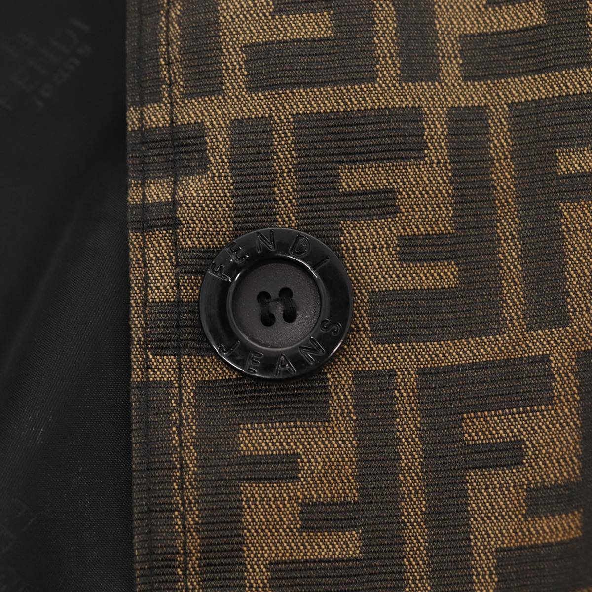 FENDI Jacket Zucca Canvas Jacket 38 Brown Black am6809