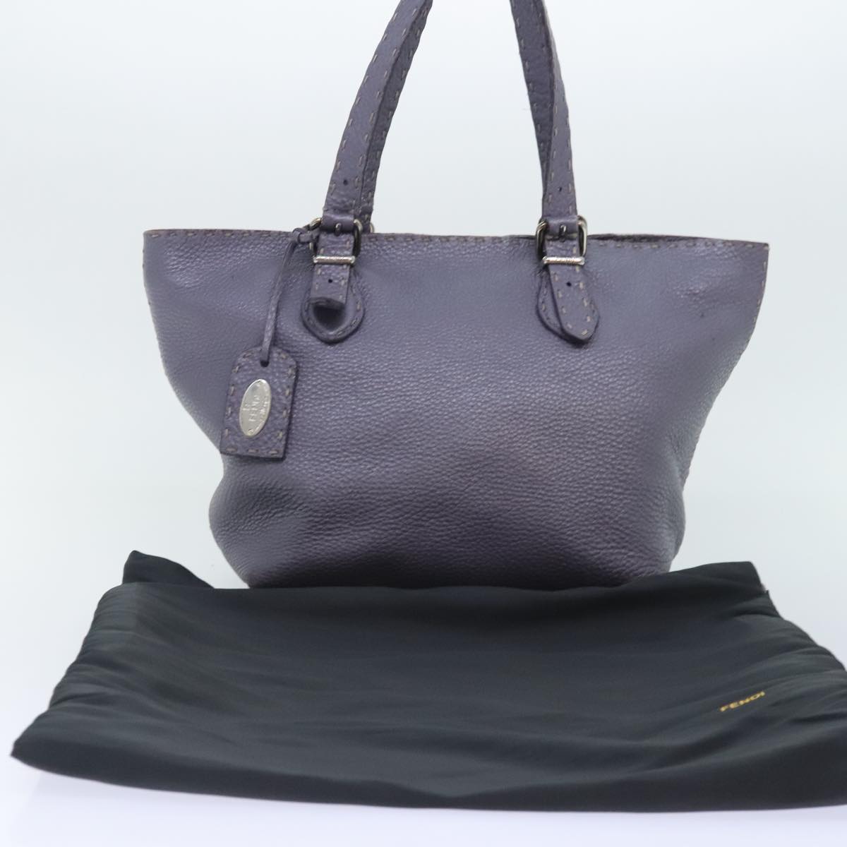 FENDI Celeria Tote Bag Leather Purple am6831