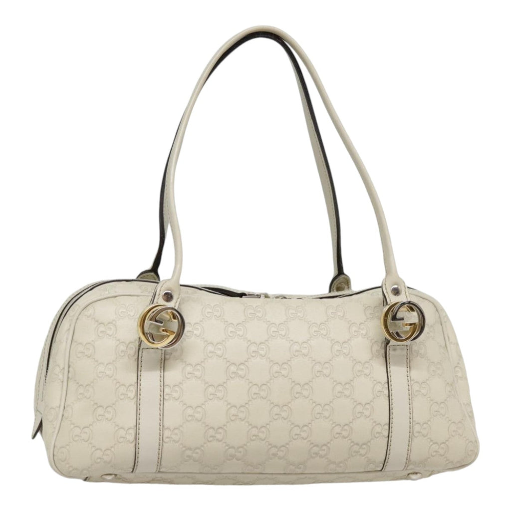 GUCCI Guccissima GG Twins Hand Bag Leather White am6833
