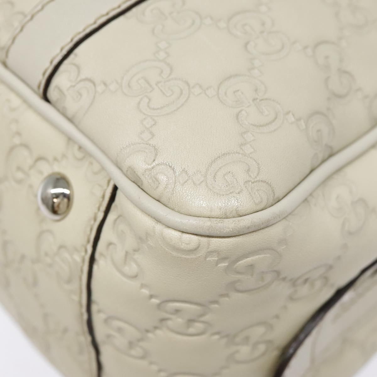 GUCCI Guccissima GG Twins Hand Bag Leather White am6833
