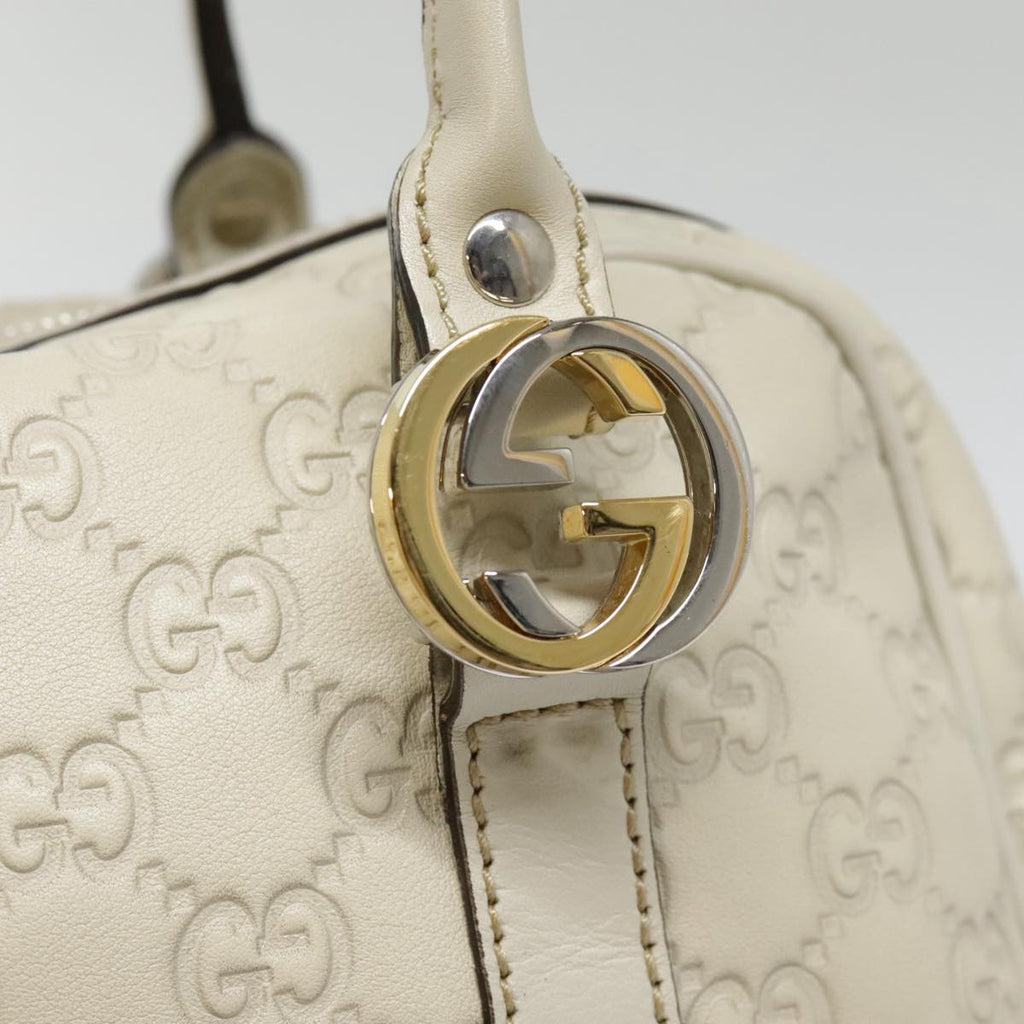 GUCCI Guccissima GG Twins Hand Bag Leather White am6833