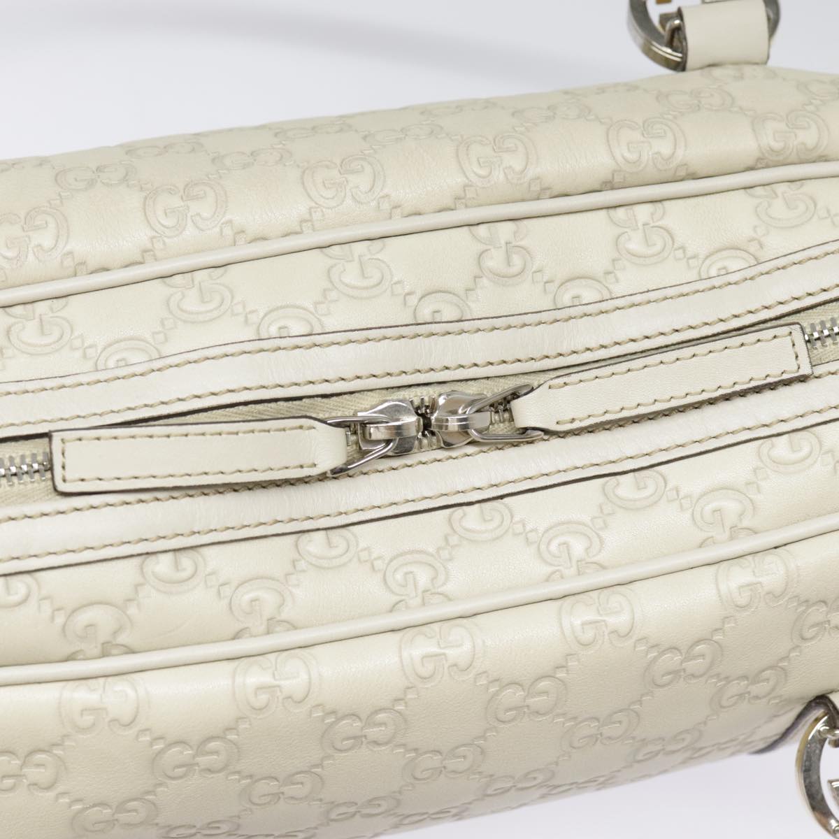 GUCCI Guccissima GG Twins Hand Bag Leather White am6833