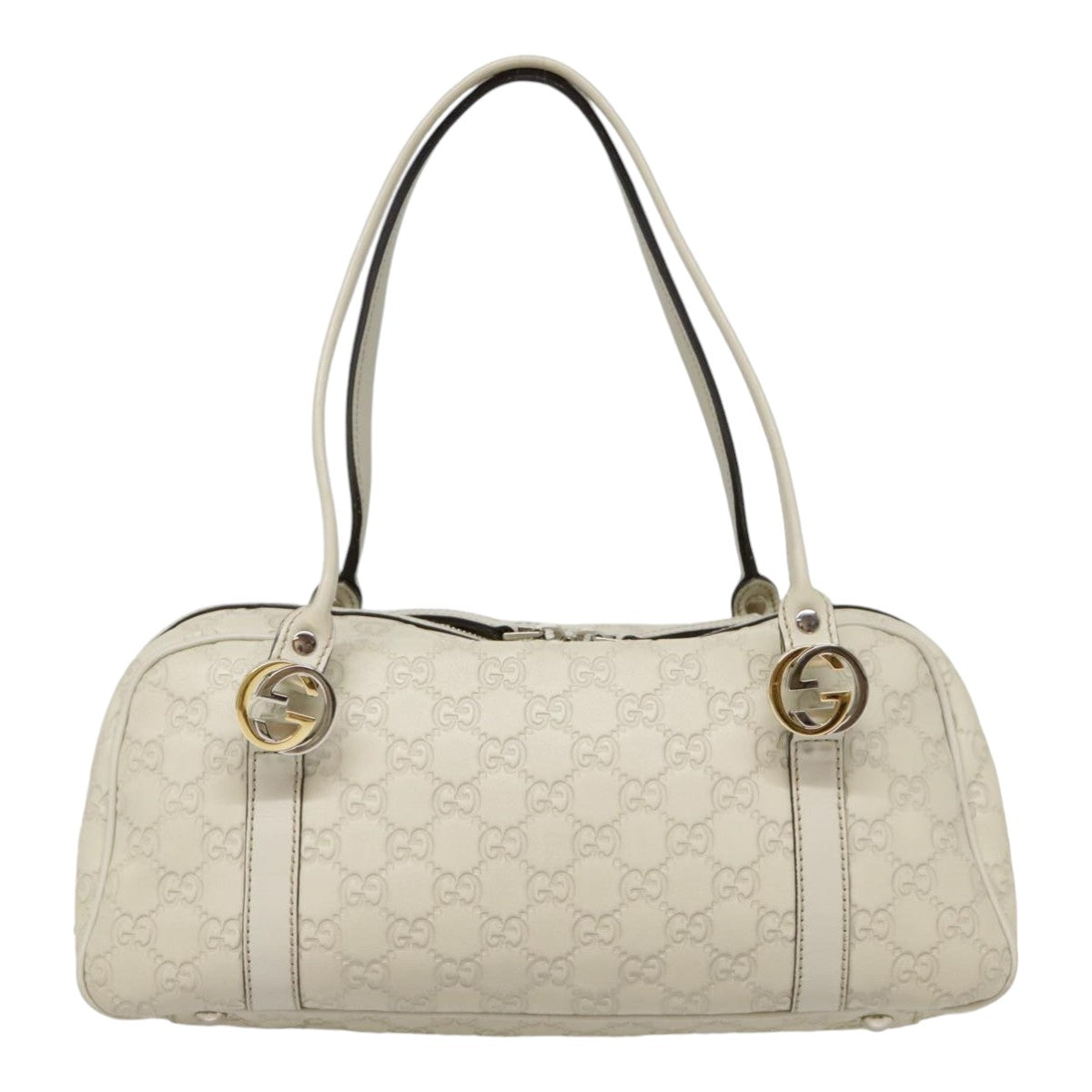 GUCCI Guccissima GG Twins Hand Bag Leather White am6833