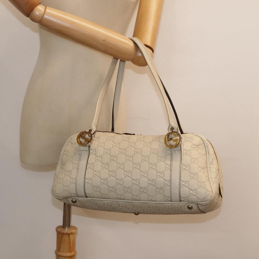 GUCCI Guccissima GG Twins Hand Bag Leather White am6833