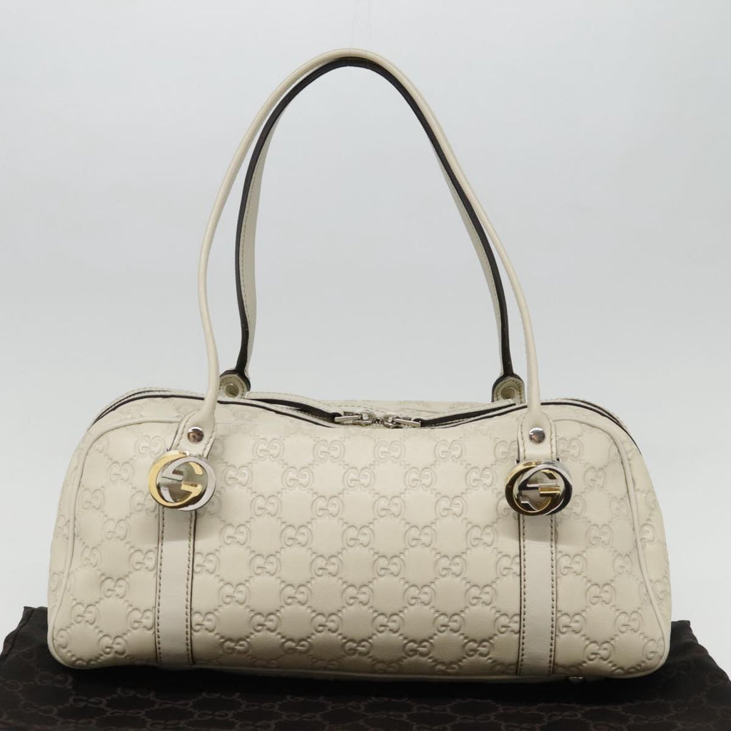 GUCCI Guccissima GG Twins Hand Bag Leather White am6833