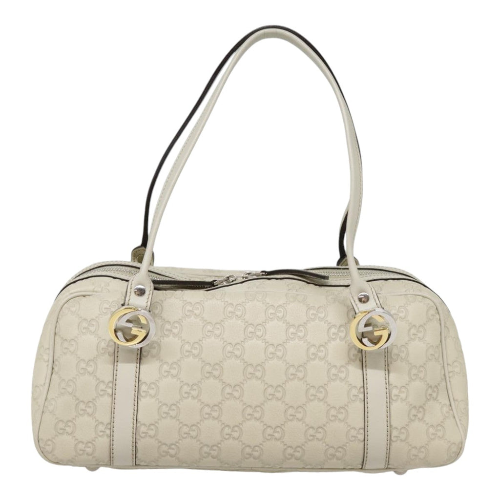 GUCCI Guccissima GG Twins Hand Bag Leather White am6833
