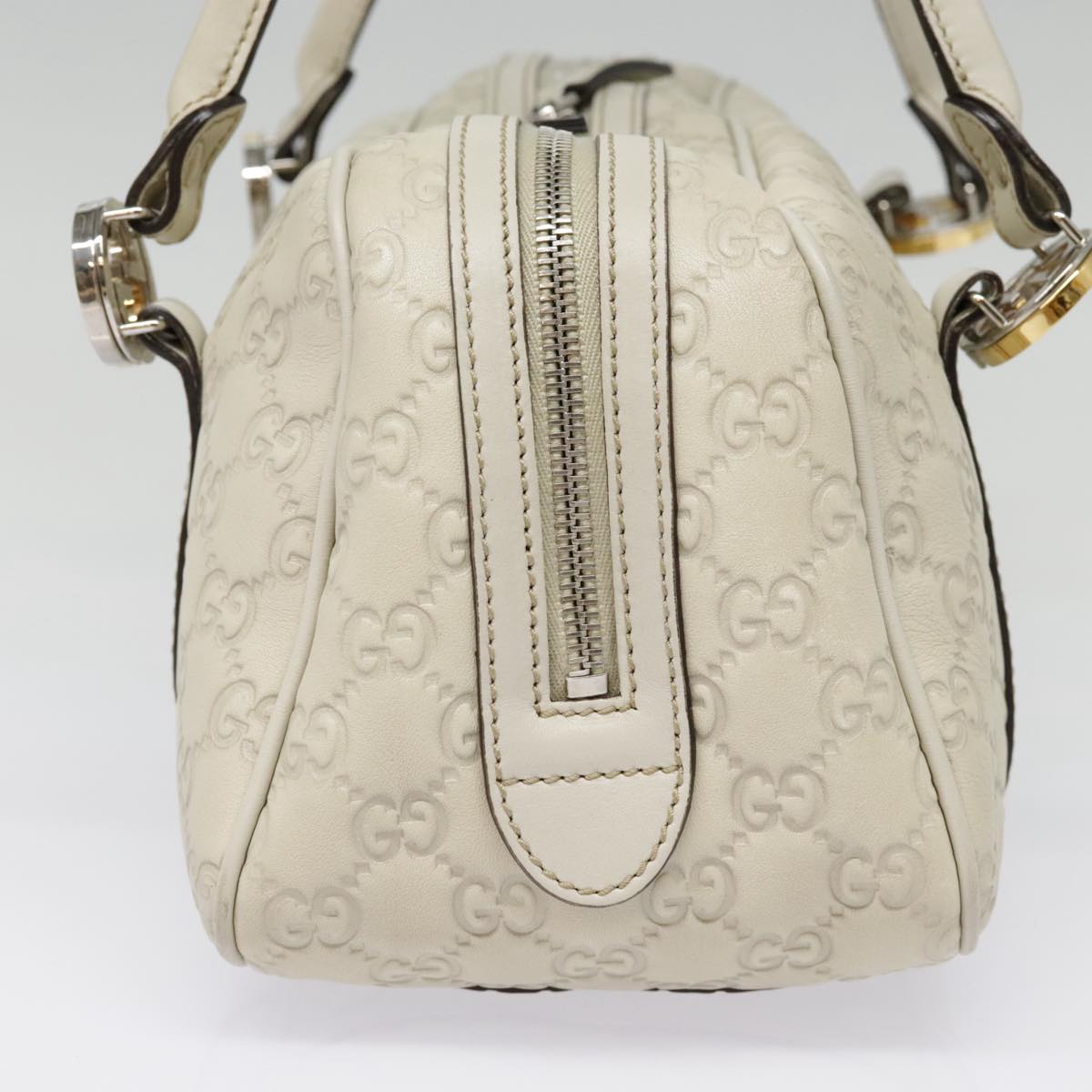 GUCCI Guccissima GG Twins Hand Bag Leather White am6833