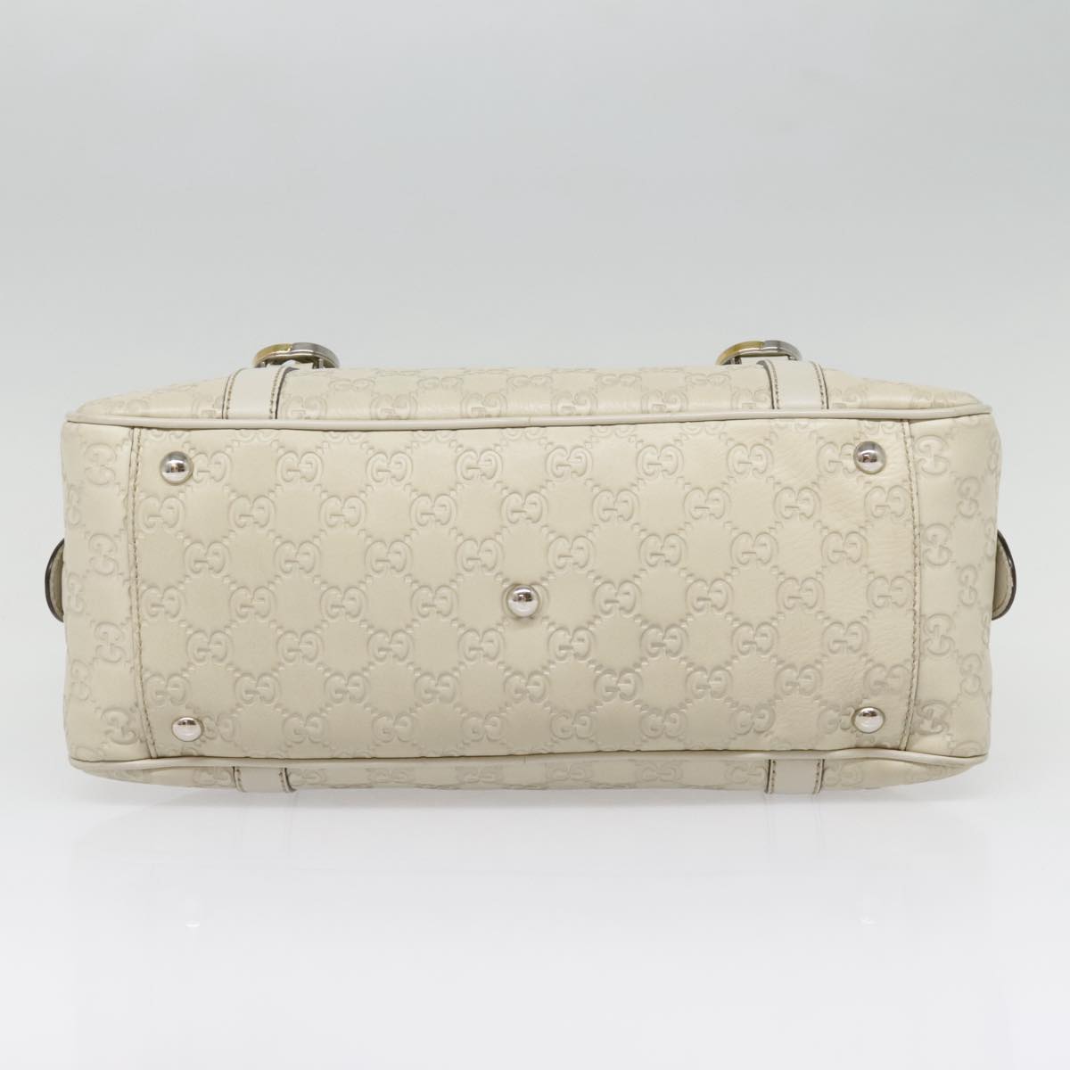 GUCCI Guccissima GG Twins Hand Bag Leather White am6833