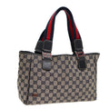 GUCCI GG Canvas Sherry Line Tote Bag Beige Navy Red am6834