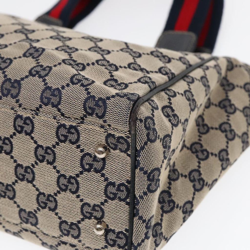 GUCCI GG Canvas Sherry Line Tote Bag Beige Navy Red am6834