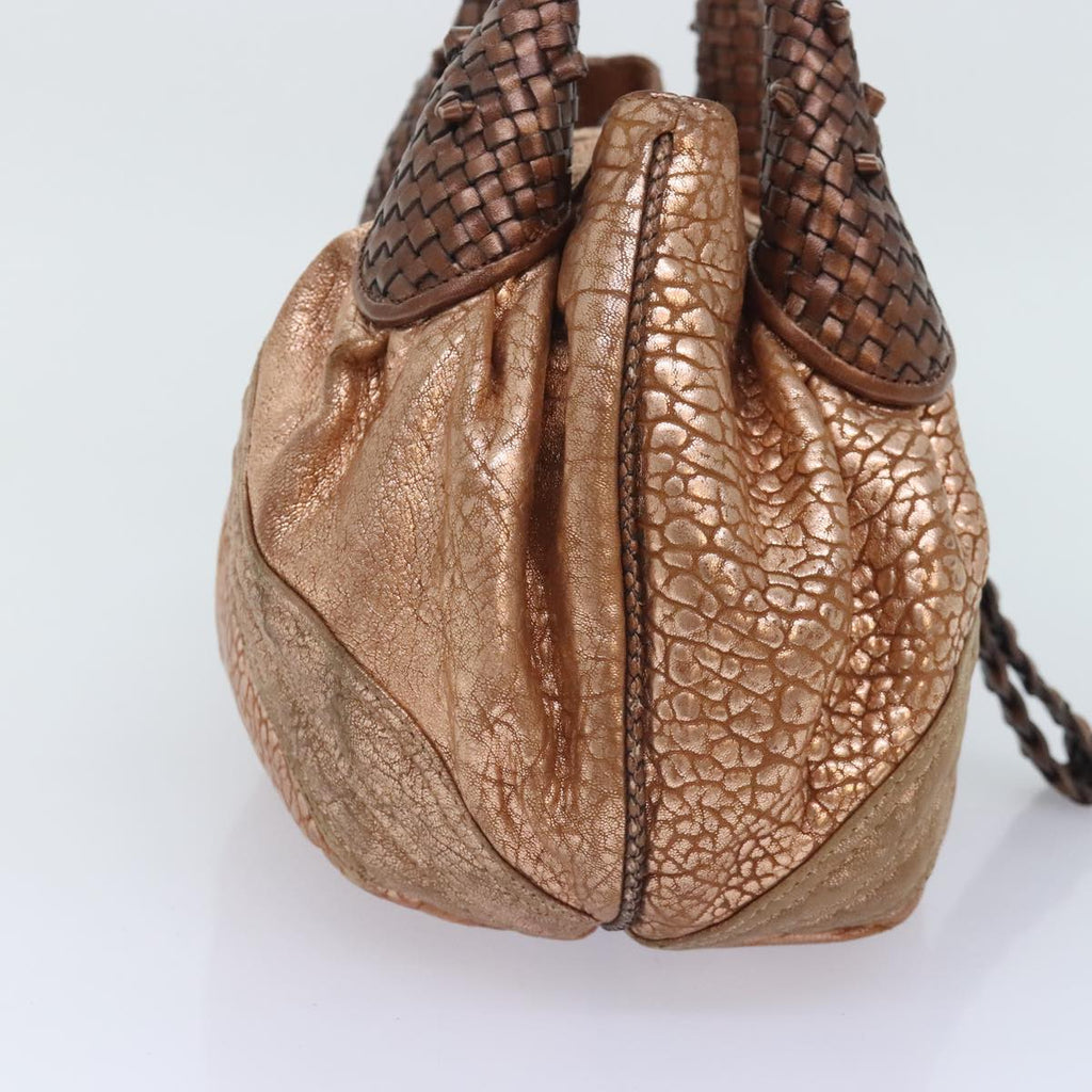 FENDI spy Hand Bag Leather Gold Tone am6841