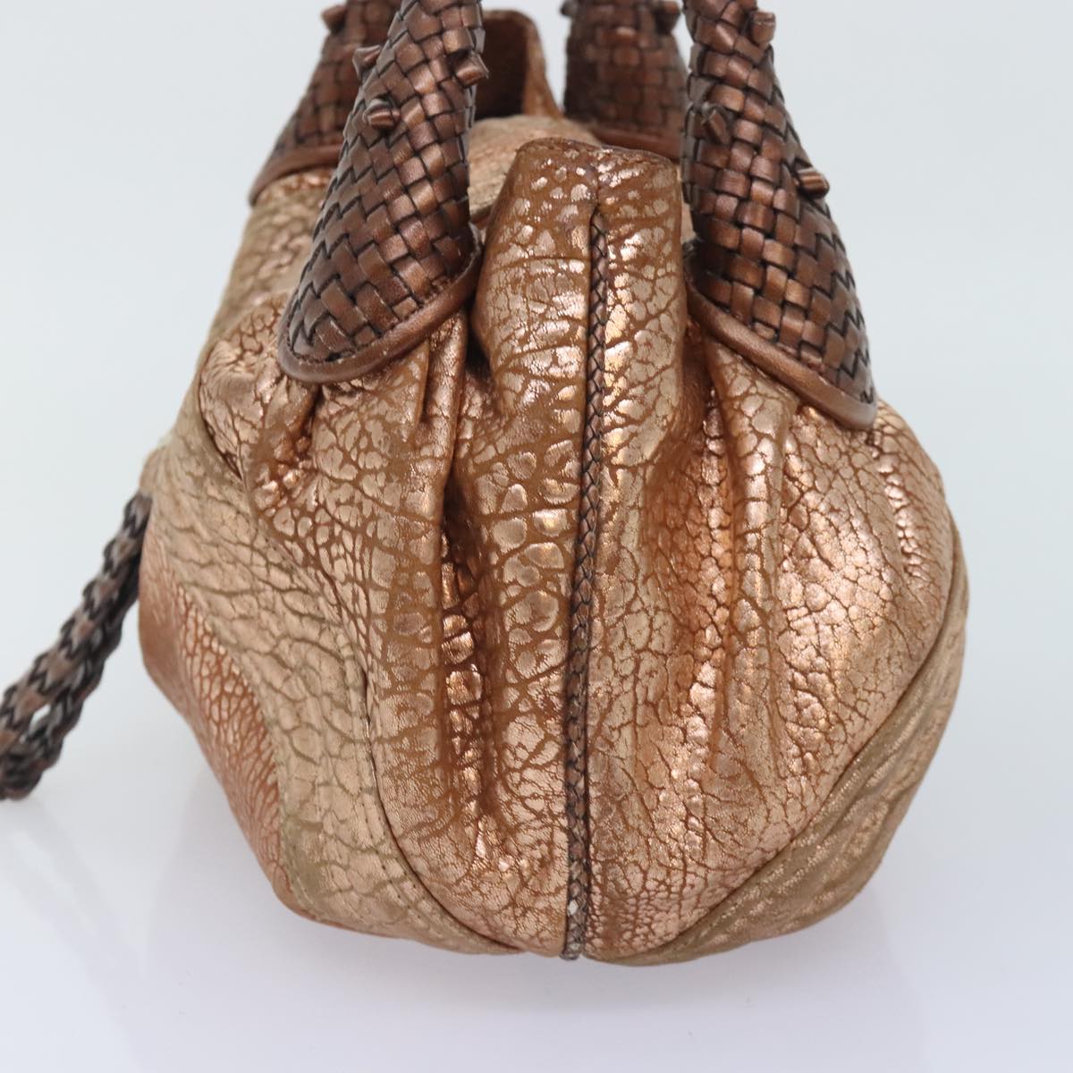 FENDI spy Hand Bag Leather Gold Tone am6841