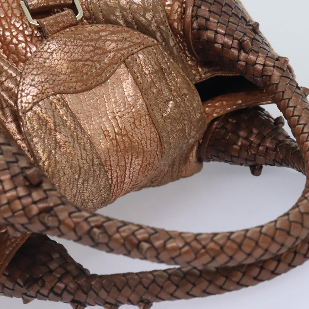 FENDI spy Hand Bag Leather Gold Tone am6841