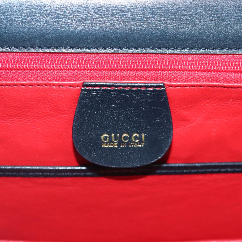 GUCCI Bamboo Hand Bag Leather Black Gold 000 2046 0188 am6870