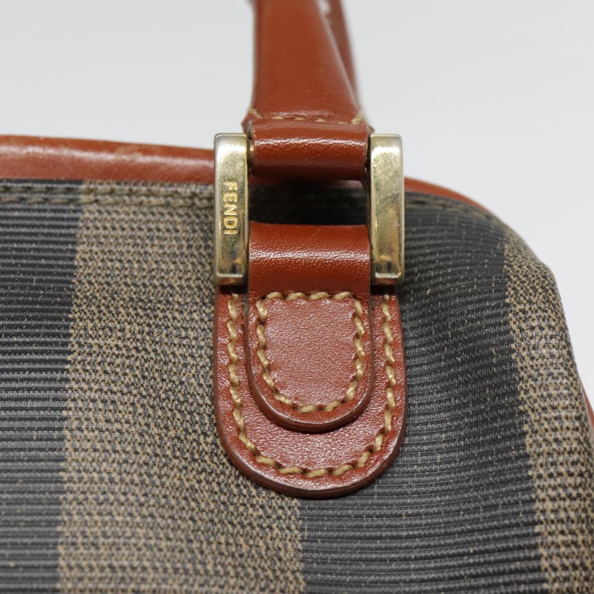 FENDI Pecan Canvas Hand Bag Coated Canvas 2way Brown Khaki am6873