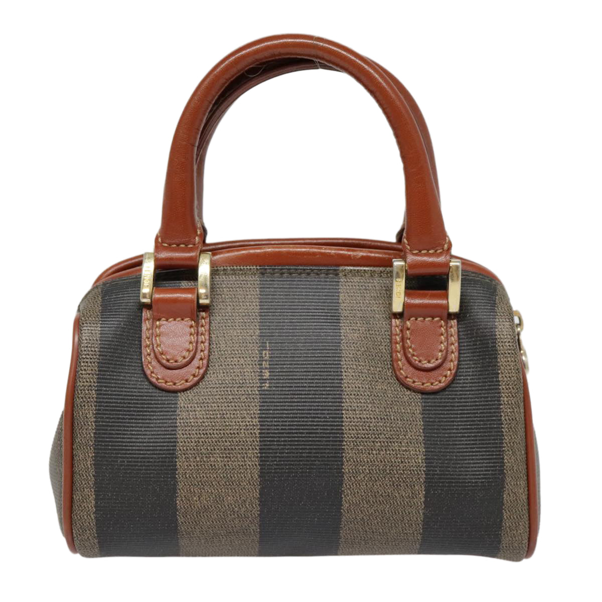 FENDI Pecan Canvas Hand Bag Coated Canvas 2way Brown Khaki am6873
