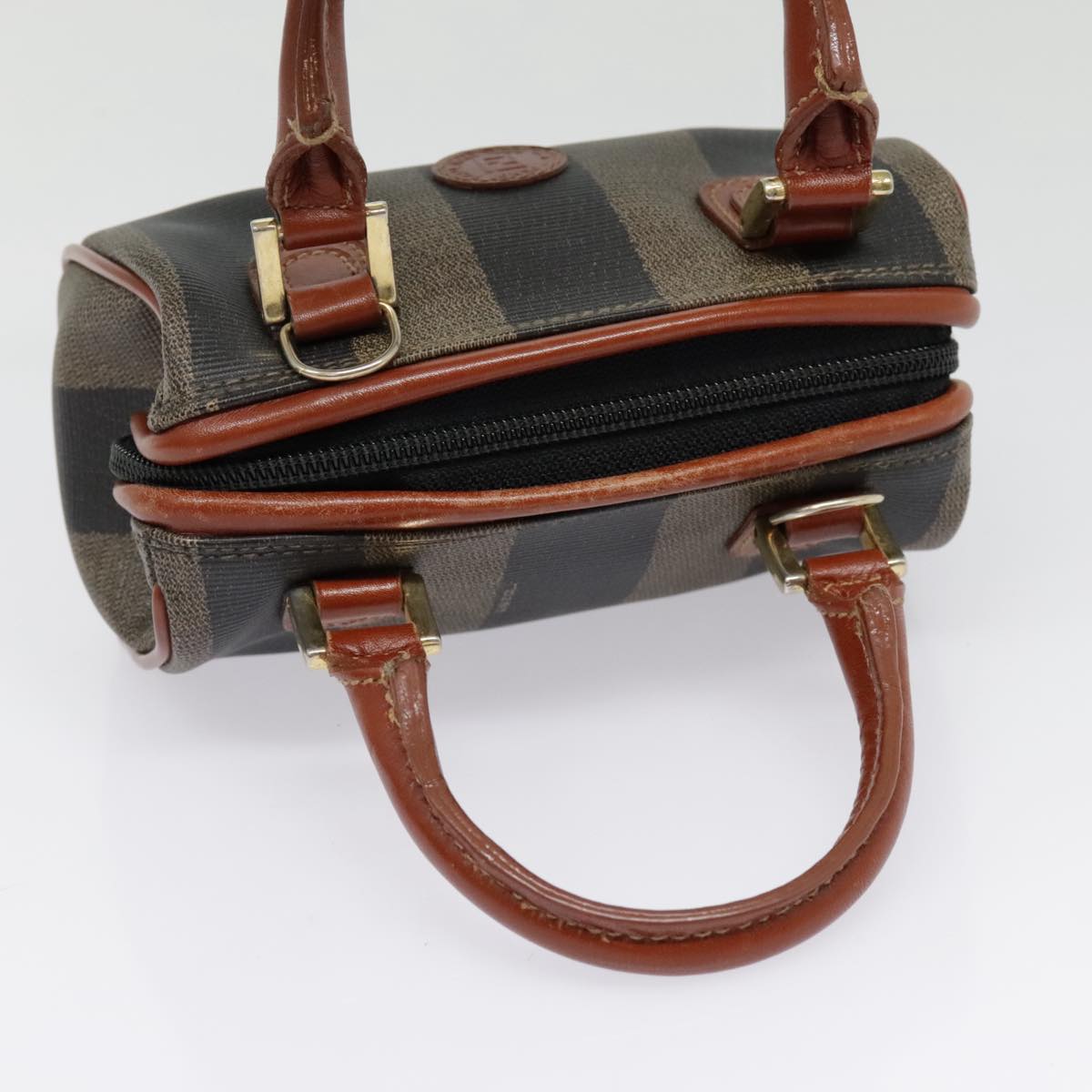 FENDI Pecan Canvas Hand Bag Coated Canvas 2way Brown Khaki am6873