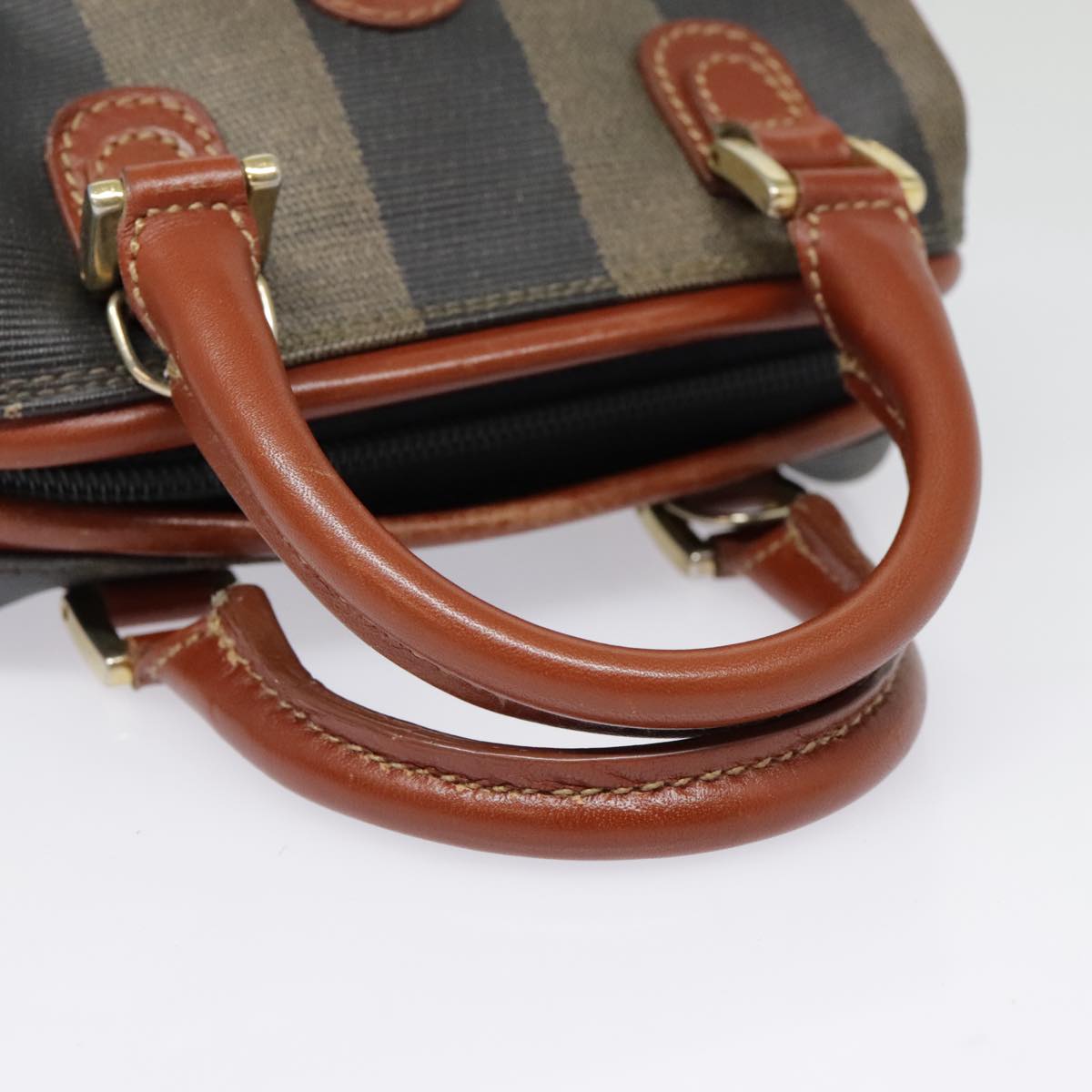FENDI Pecan Canvas Hand Bag Coated Canvas 2way Brown Khaki am6873