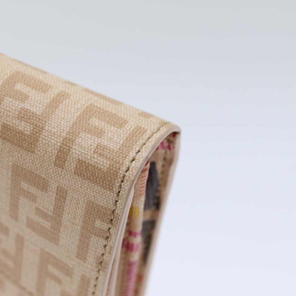FENDI Zucchino Canvas Wallet Beige Gold am6889