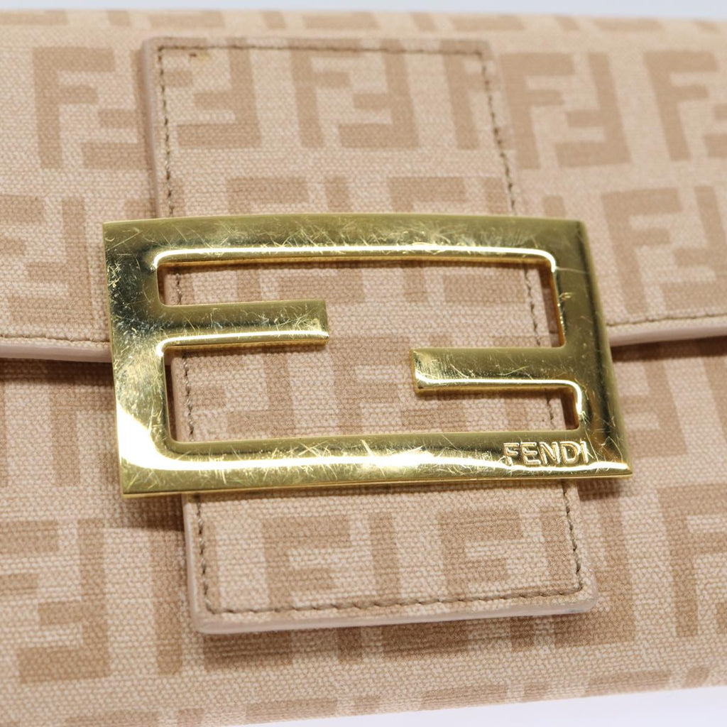 FENDI Zucchino Canvas Wallet Beige Gold am6889