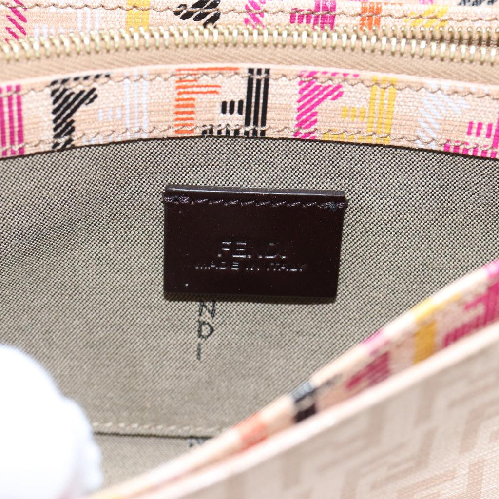 FENDI Zucchino Canvas Wallet Beige Gold am6889