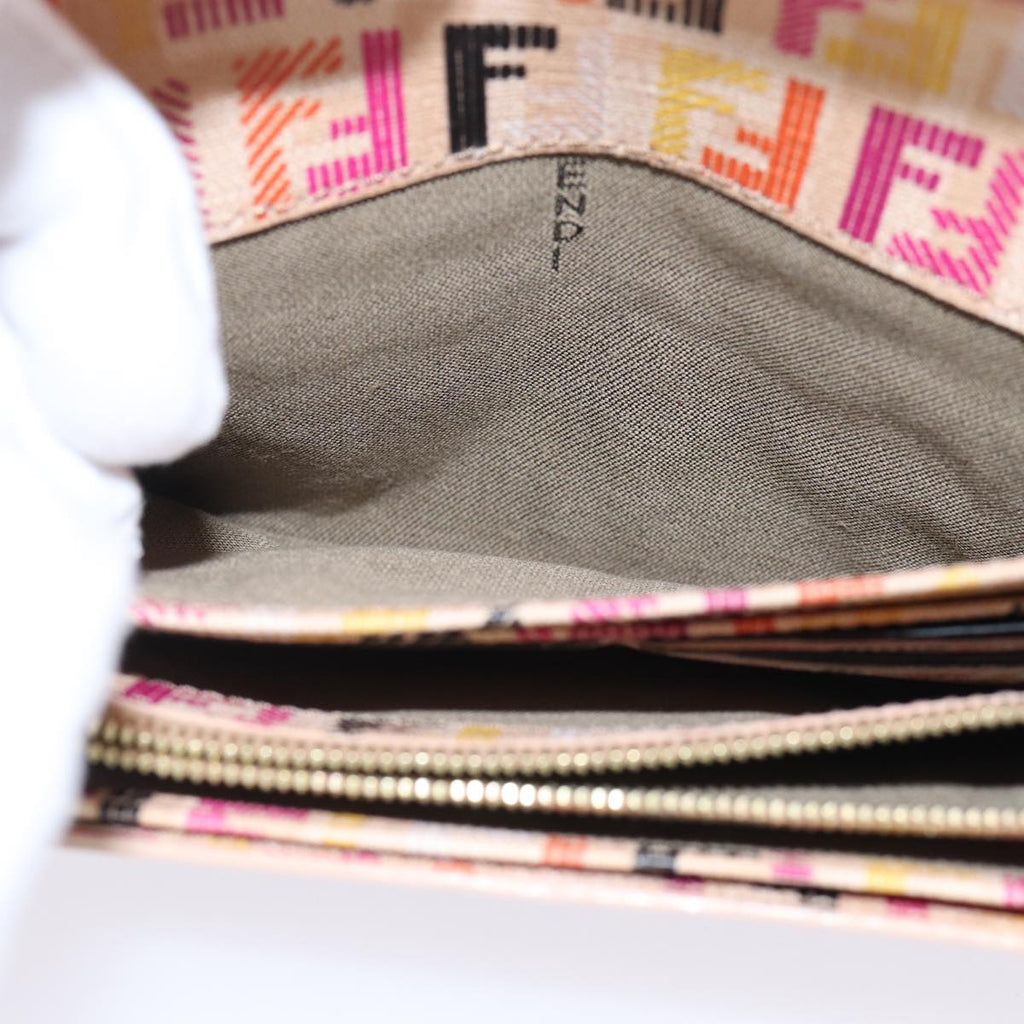 FENDI Zucchino Canvas Wallet Beige Gold am6889