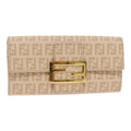 FENDI Zucchino Canvas Wallet Beige Gold am6889
