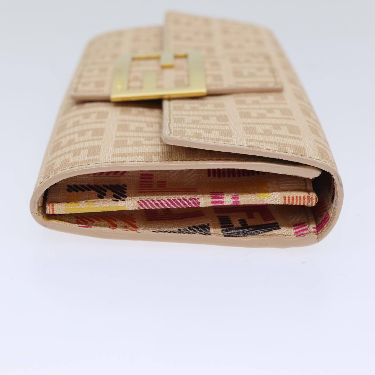 FENDI Zucchino Canvas Wallet Beige Gold am6889