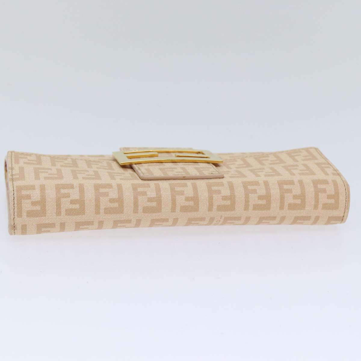 FENDI Zucchino Canvas Wallet Beige Gold am6889