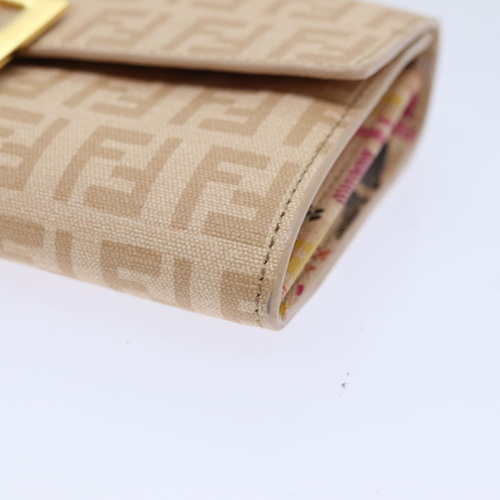 FENDI Zucchino Canvas Wallet Beige Gold am6889