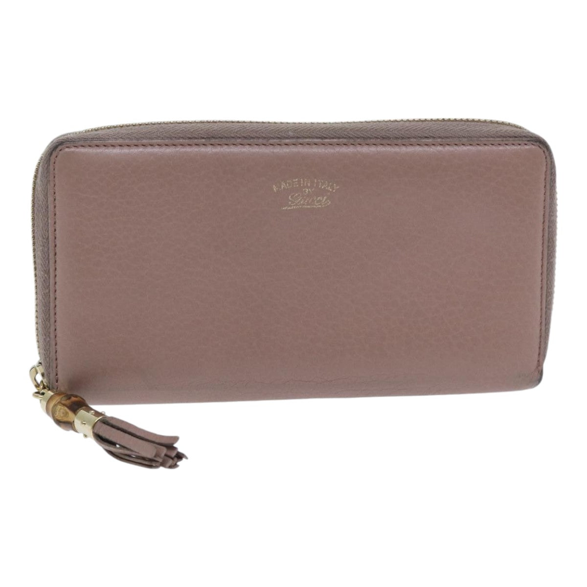 GUCCI Bamboo Wallet Leather Pink Gold 307984 am6900