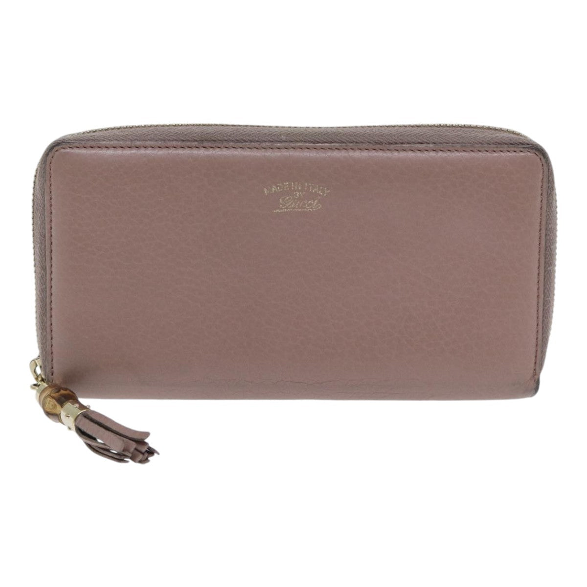 GUCCI Bamboo Wallet Leather Pink Gold 307984 am6900