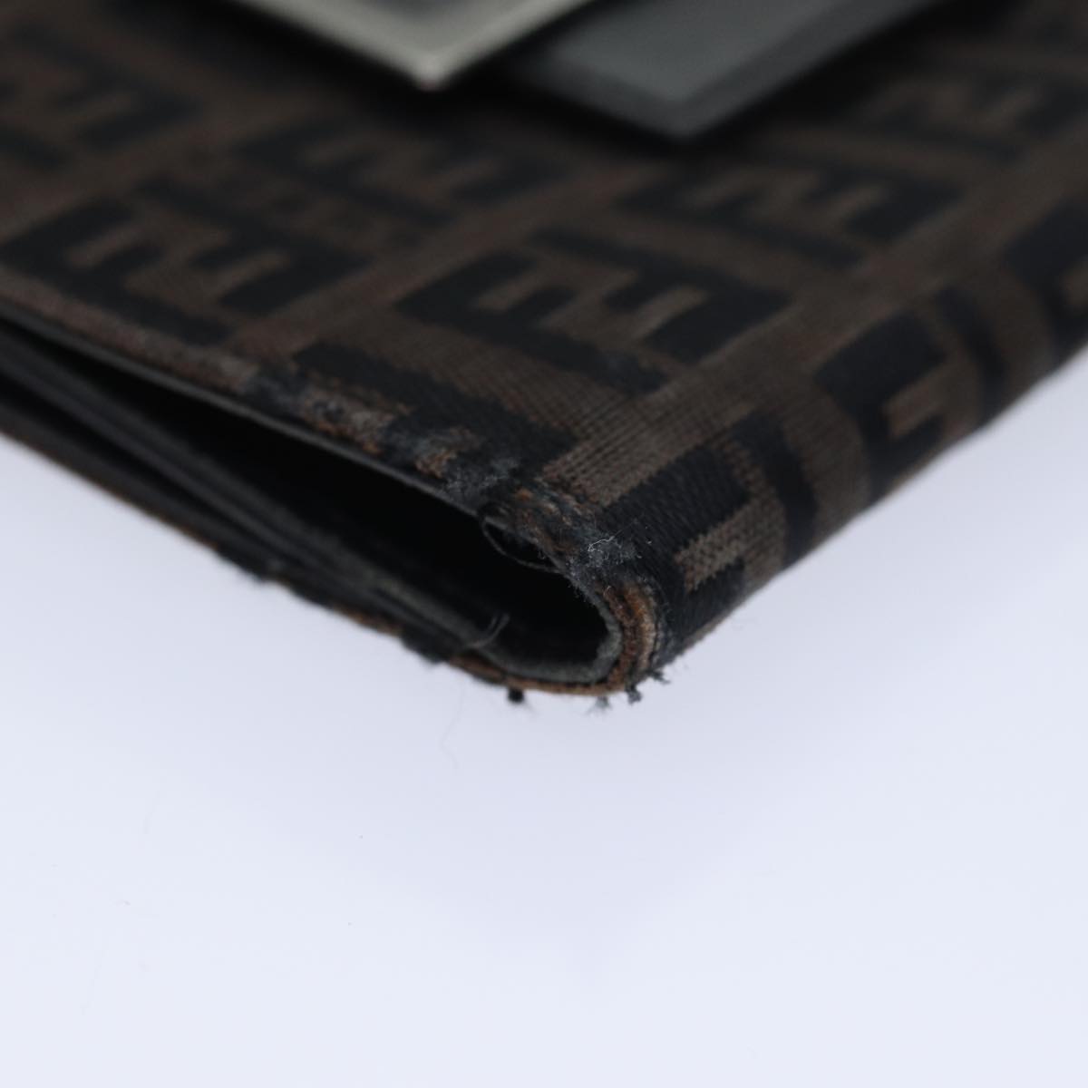 FENDI Zucchino Canvas Wallet Brown Silver am6905