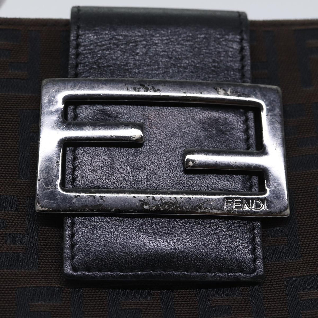 FENDI Zucchino Canvas Wallet Brown Silver am6905