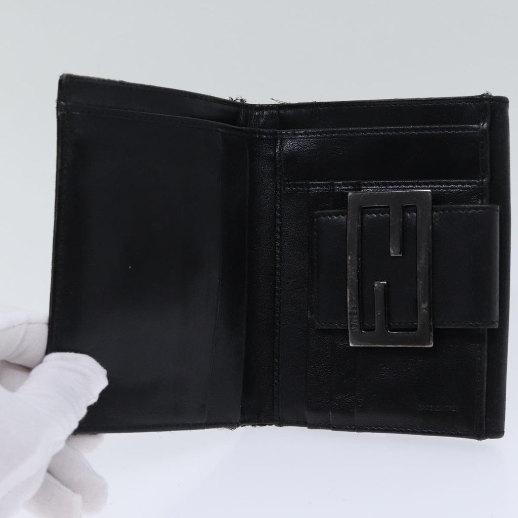 FENDI Zucchino Canvas Wallet Brown Silver am6905
