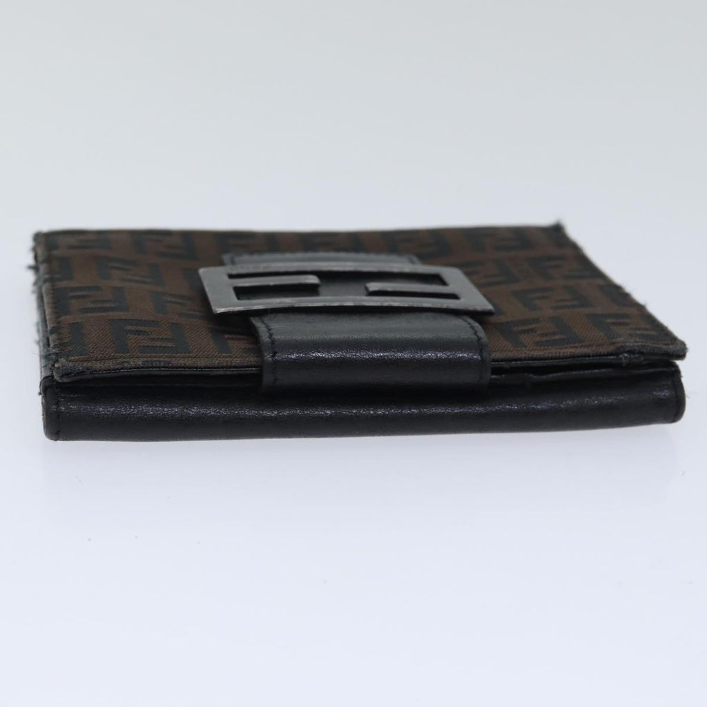 FENDI Zucchino Canvas Wallet Brown Silver am6905
