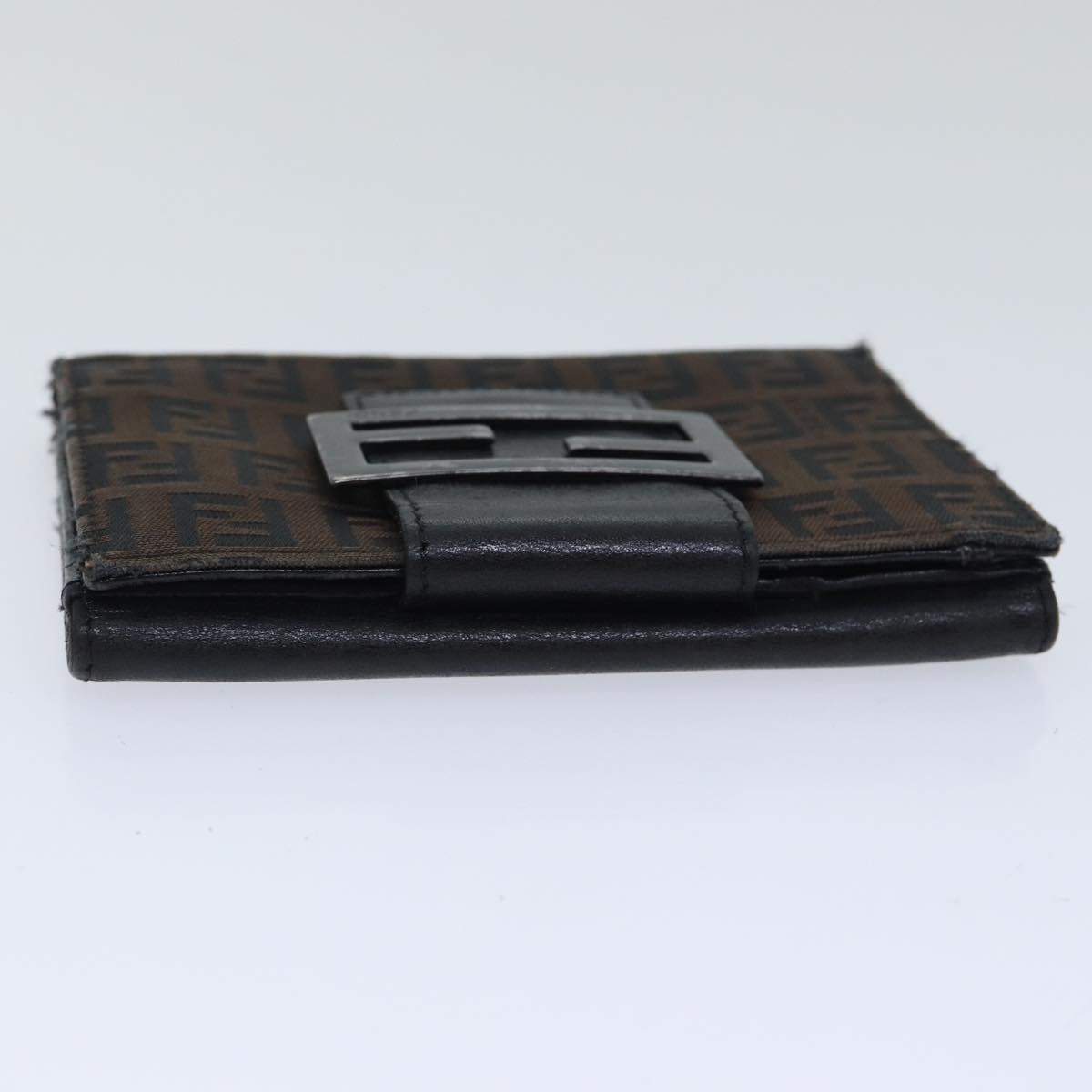 FENDI Zucchino Canvas Wallet Brown Silver am6905
