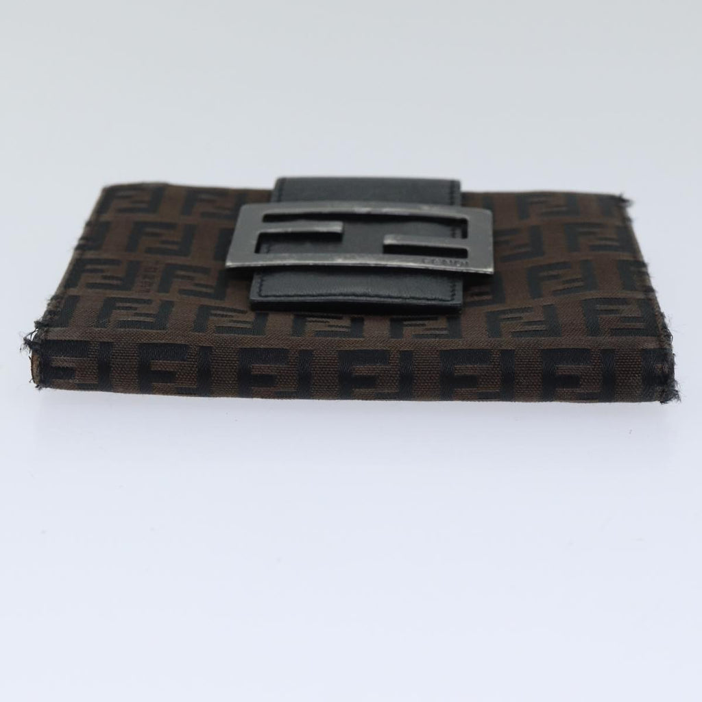FENDI Zucchino Canvas Wallet Brown Silver am6905