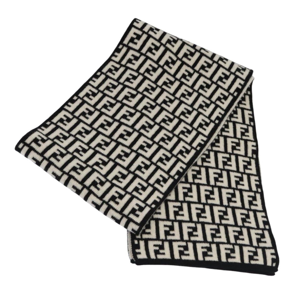 FENDI Zucca Canvas Scarf Wool Black am6975