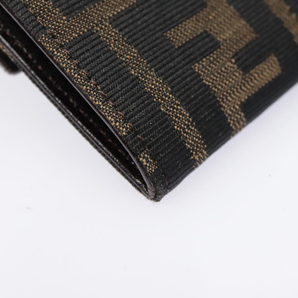 FENDI Zucca Canvas Long Wallet Black Brown Silver am6992