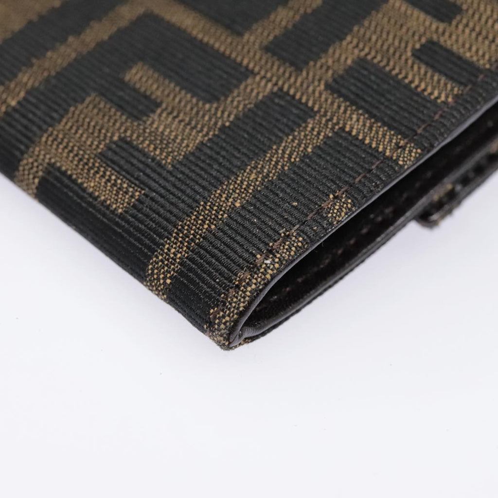 FENDI Zucca Canvas Long Wallet Black Brown Silver am6992
