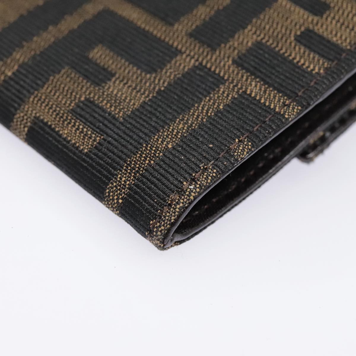 FENDI Zucca Canvas Long Wallet Black Brown Silver am6992