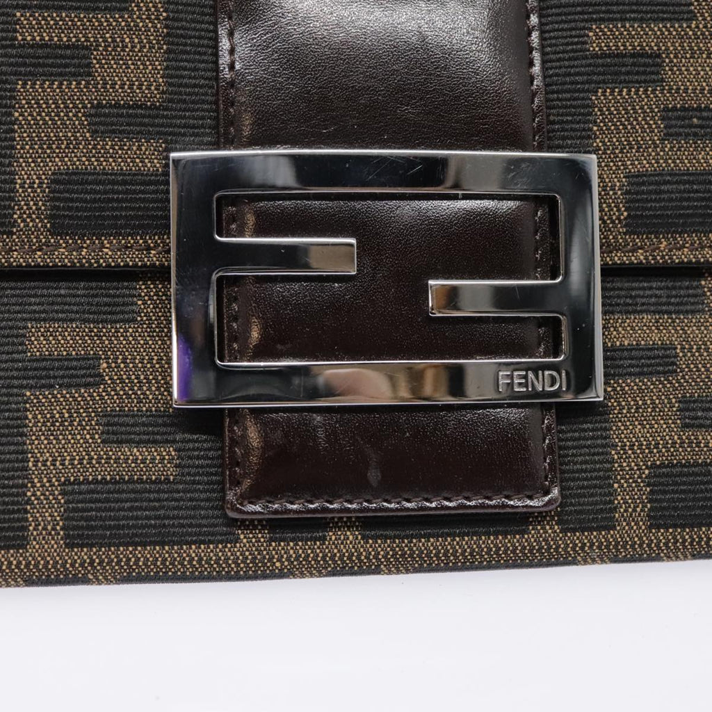 FENDI Zucca Canvas Long Wallet Black Brown Silver am6992