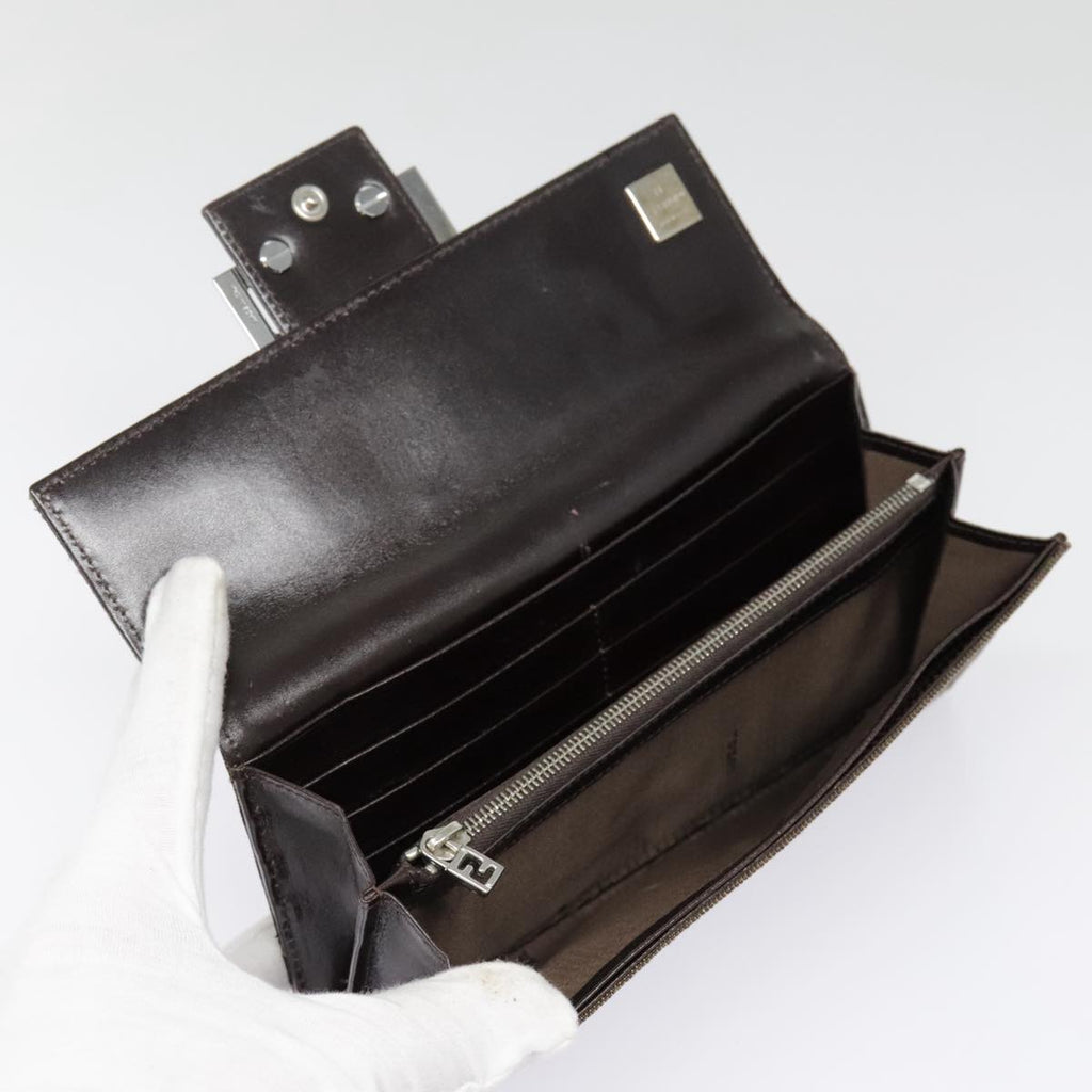 FENDI Zucca Canvas Long Wallet Black Brown Silver am6992