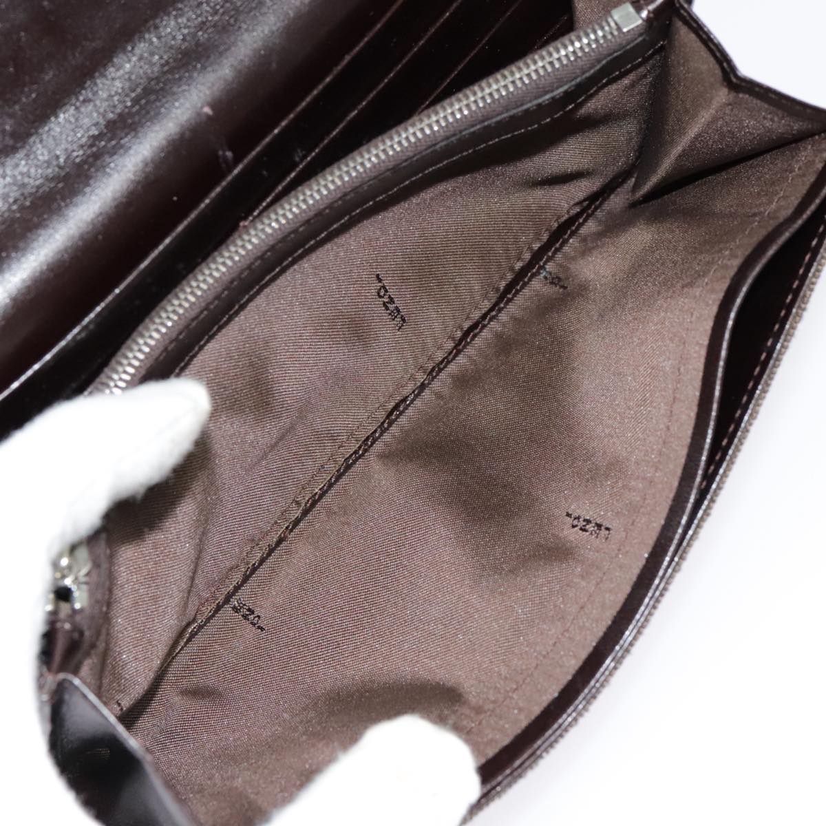 FENDI Zucca Canvas Long Wallet Black Brown Silver am6992