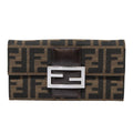 FENDI Zucca Canvas Long Wallet Black Brown Silver am6992