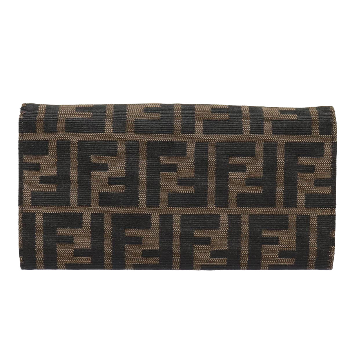 FENDI Zucca Canvas Long Wallet Black Brown Silver am6992