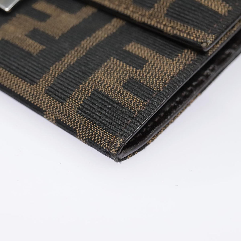 FENDI Zucca Canvas Long Wallet Black Brown Silver am6992