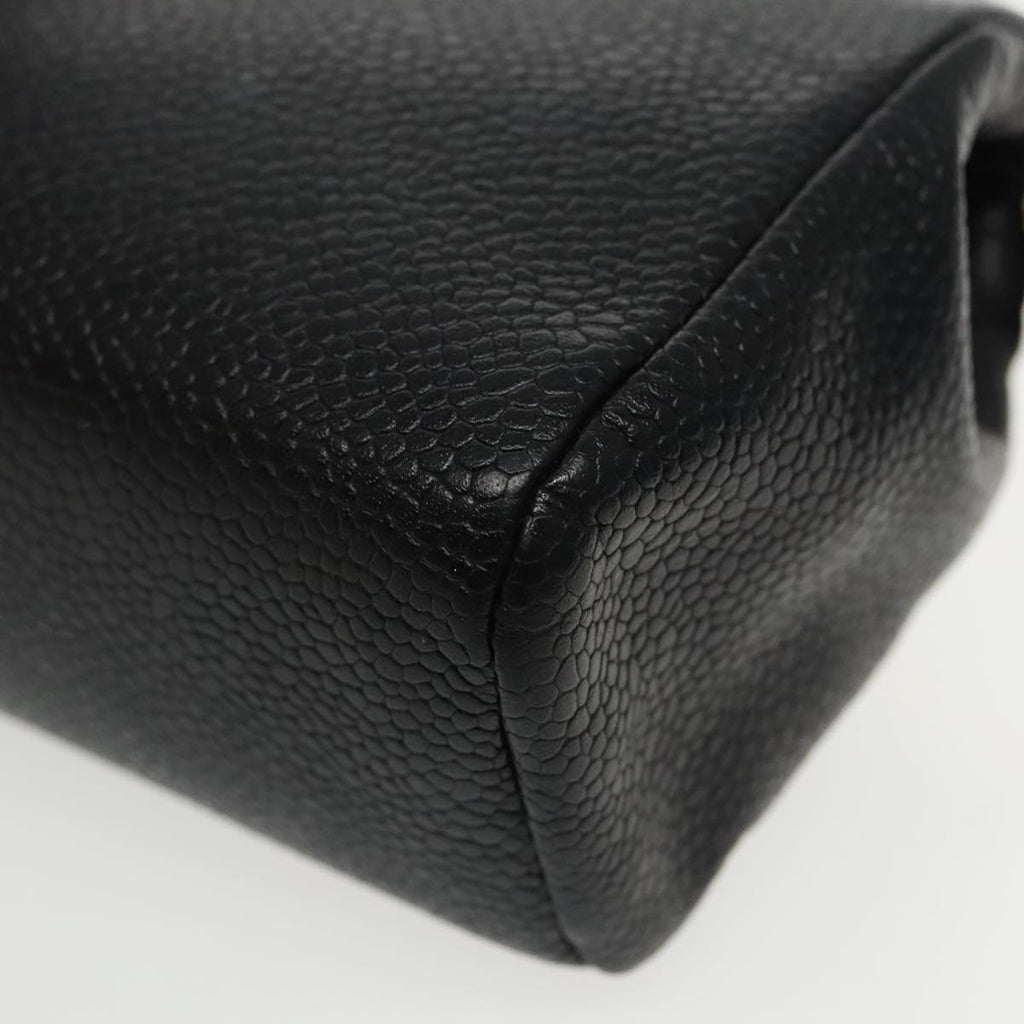 CHANEL COCO Mark Pouch Caviar Skin Black Gold CC am7049